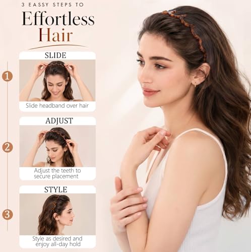 Women’s Zig Zag Headbands with Teeth – Non-Slip Hair Accessories for Volume & Styling