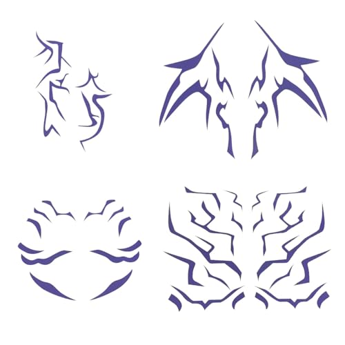 Purple Lightning Temporary Tattoos with Golden Star Brooch