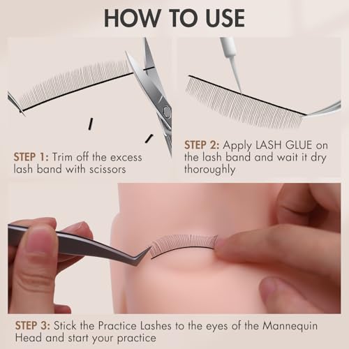 100 Pairs Lash Extension Practice Kit – Mannequin Head Training Lashes