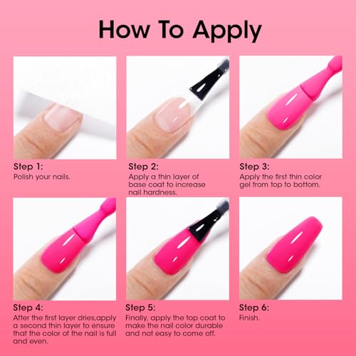 GELLEN Bright Pink & Red Nail Polish Set - Quick Dry, No UV Needed, HEMA Free
