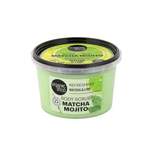 Organic Shop Matcha & Lime, Refreshing & Exfoliating Body Scrub, 100% Vegan & Organic, Daily Exfoliant, Detox & Moisturizer, Body, Face, Hand & Foot, Intensive Care & Skin Toning. 250ml.