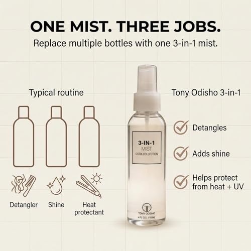 Tony Odisho 3-in-1 Hair Detangler & Shine Spray - 4oz Leave-In Conditioner & Frizz Control