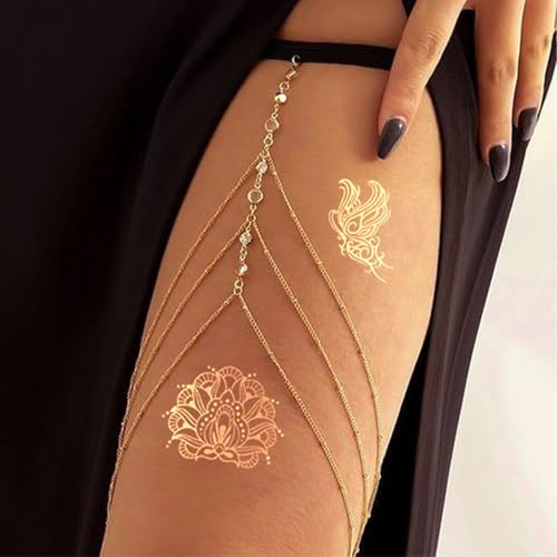 Gold Henna Tattoo Stickers - 10 Sheets Temporary Tattoos