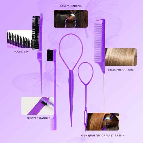 Toddlers Hair Accessories Set for Girls - Colorful Small Rubber Bands,No Damage Elastic Hair Ties and Topsy Tail Tools