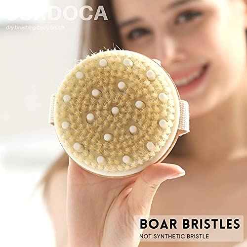 SURDOCA Dry Brushing Body Brush for Lymphatic Drainage, Wet & Dry Body Scrubber, Natural Exfoliating Brush, Pink