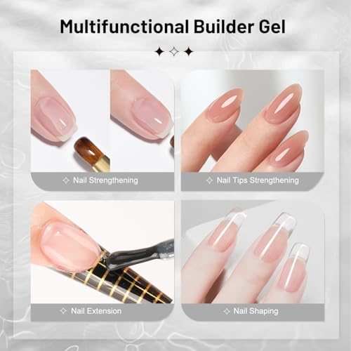JODSONE Clear Builder Gel Set - 2 x 10ml UV/LED Nail Extension Gel