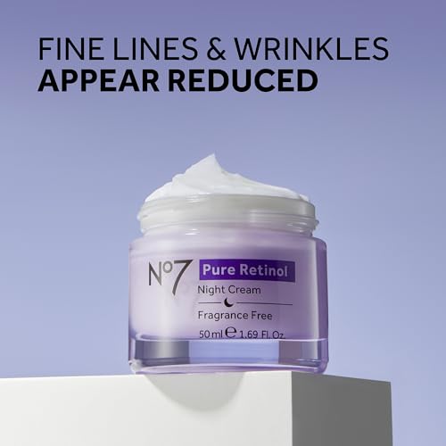 No7 Pure Retinol Night Cream - Collagen-Boosting Retinol Cream that Visibly Smoothes, Plumps & Firms Complexion - Dermatologist Approved & Fragrance-Free (1.69 Fl Oz) (Pack of 2)