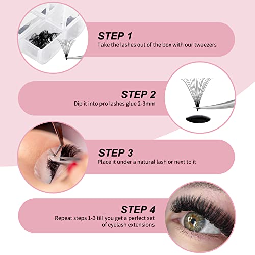 FADLASH 20D Premade Fans Eyelash Extensions - 600pcs Mixed Tray (20D-0.07D-8-15mm) D Curl Volume Lash Extensions
