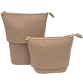 JAZD Convertible Travel Makeup Brush Bag Beige - Stand-Up Cosmetic Organizer
