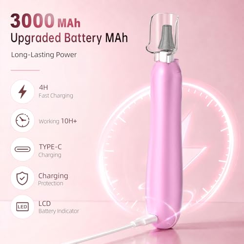 Cordless Electric Nail Drill - Rechargeable, 10 Speed, Low Noise