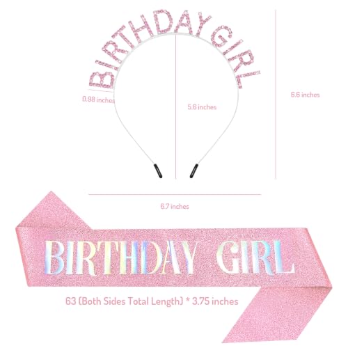 Pink Birthday Crown and Sash Set for Women