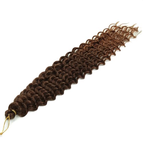 Ocean Wave Crochet Hair 22inch 3packs Deep Wave Braiding Hair Extensions Curly Braiding Hair for Black Women Curly Crochet Hair for Boho Box Braids (T4/30, 22inch 3pack)