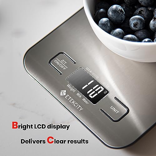 Etekcity Food Kitchen Scale, Digital Grams and Ounces for Weight Loss, Baking, Cooking, Keto and Meal Prep, LCD Display, Medium, 304 Stainless Steel