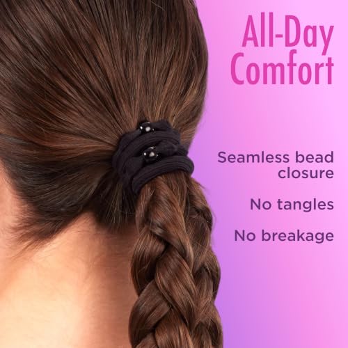 10 Pack Black Hair Elastics - Damage-Free, 3X Stronger, All Hair Types