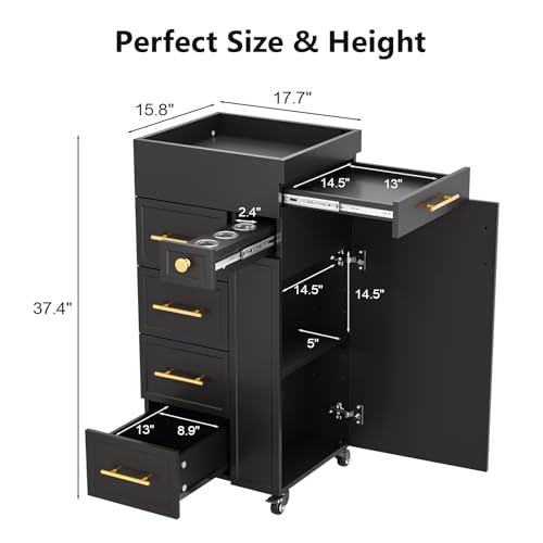 OmySalon Salon Trolley Cart with 5 Drawers & Tool Holders