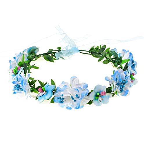 A Miaow Hibiscus Mutabilis Flower Headband Hair Wreath Floral Crown Accessory (Blue)