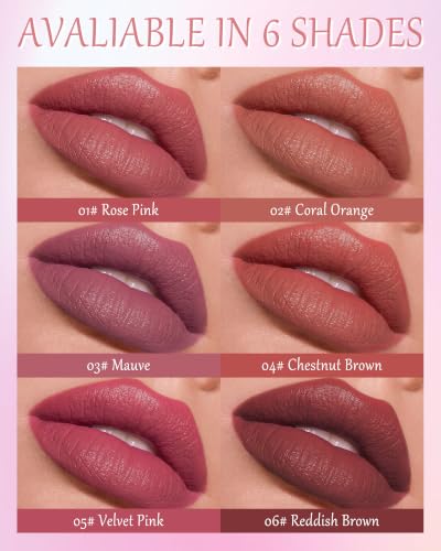 Matte Velvet Lipstick - 6 Colors, Waterproof Long Lasting