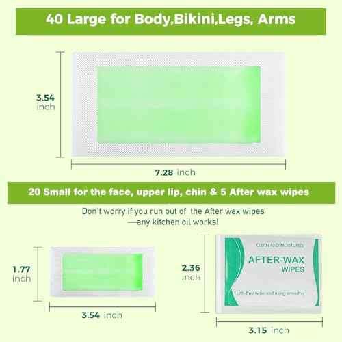 Hair Removal Wax Strips: 60 Wax Strips & 5 Oil Wipes for Hair Removal ? Face, Legs, Bikini, Lip, Chin & Eyebrows ? Gentle & Fast for Women & Men at Home or Travel