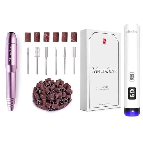 MelodySusie Portable Electric Nail Drill with Handheld UV Light for Gel Nails