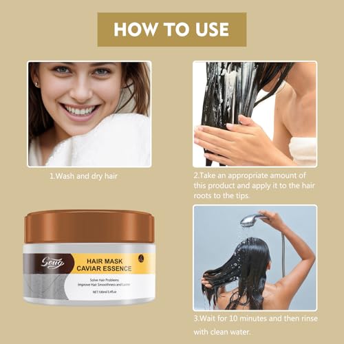 Collagen Hair Mask for Dry Damaged Hair-Argan Oil Protein Conditioning Treatment Collagen Hair Treatment Deep Repair Conditioning for Curly or Straight Thin Fine Hair 100ml (2PC)