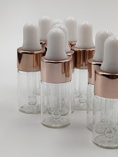 15-Pack 3ml Glass Dropper Bottles with Rose Gold Caps