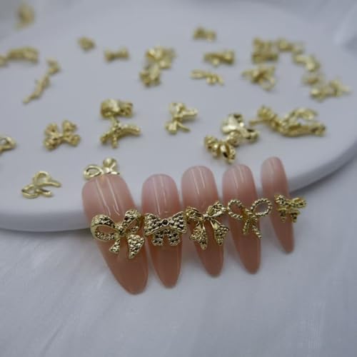72PCS Gold 3D Bow Nail Charms Set for Creative Nail Art