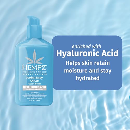 Hempz Travel-Size Body Serum, Beauty Actives Ocean Breeze with Hyaluronic Acid, Lightweight, aftersun care, vacation essential, TSA approved, 2.25 oz