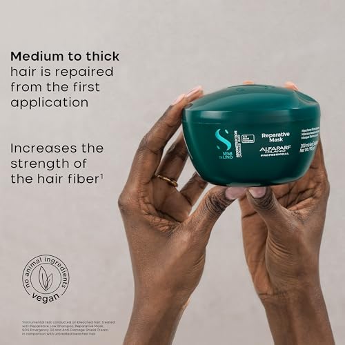 ALFAPARF MILANO Semi di Lino Reconstruction Reparative Mask - Color Safe Deep Conditioning Hair Mask - Damaged Hair Repair - For Medium to Thick Hair- Vegan Formula (6.88 oz)