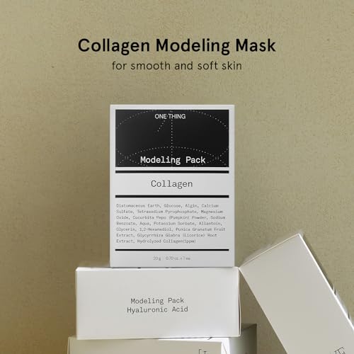 ONE THING Collagen Modeling Pack 0.7 Oz * 7 Masks | Facial Powder Peel Off Mask for Hydrating Cooling Soothing Firming Skin, Refine Clean Pores, Glowy Radiant Glass Skin | Korean Face Mask