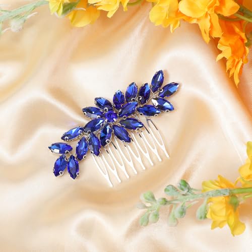 Blue Rhinestone Hair Comb for Women Wedding & Party Accessories