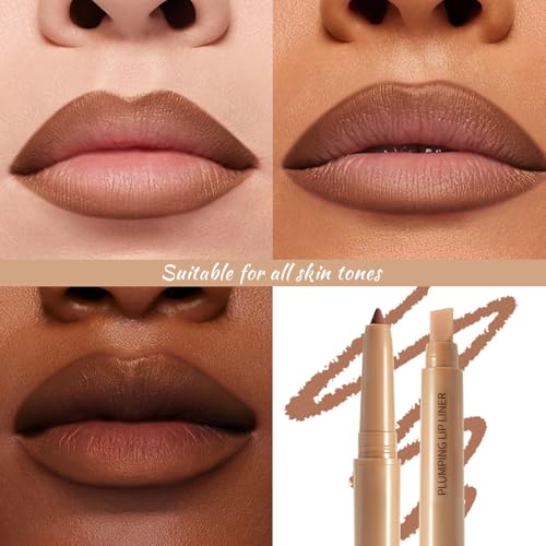 Chocolate Matte Lip Liner Pencil, Plump Lip Liners Long-Lasting Creamy Formula, With Silicone Smudger for Define Contours & Sculpting Lip, Waterproof Non-Staining Crayon Lip Liner 06#