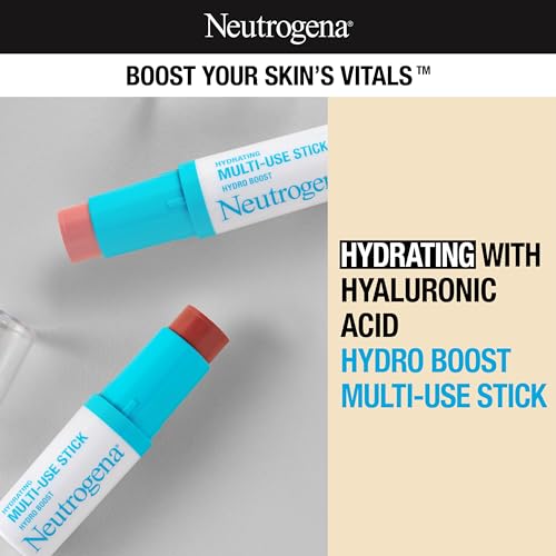 Neutrogena Hydro Boost Hydrating Multi-Use Makeup Stick with Hyaluronic Acid, Gentle Multi-Use Colored Makeup Balm to Brighten Lips, Cheeks & Eyes, Non-Comedogenic, Temptation, 0.26 oz