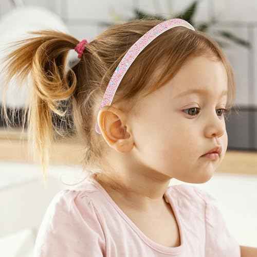 Glitter Headband, 4pcs Plastic Sparkly Cute Non Slip Chunky Hairbands, Thick Bling Confetti Rainbow Hair Bands with Teeth, Little Girls Colorful Hair Accessories