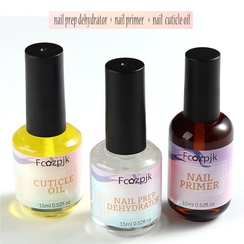 Nail Dehydrator and Acid-Free Primer Set with Cuticle Oil for Acrylic Nails