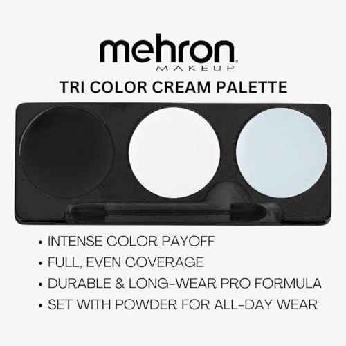 Mehron Makeup Tri-Color Character Makeup Palette | Halloween, Special Effects and Theater Cream FX Palette | Face Paint .7 oz (20 g) (Skeleton)
