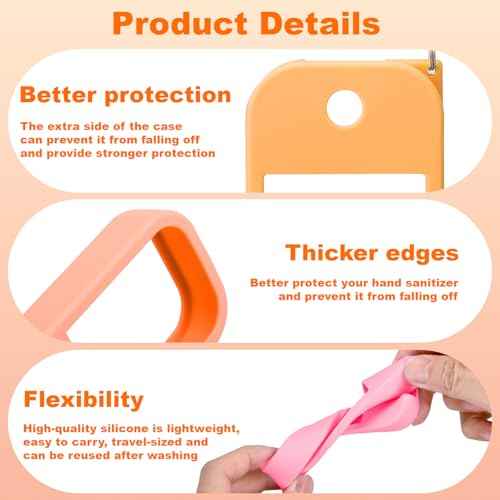 Palksky Protective Silicone Case for Touchland Hand Sanitizer with Keychain | Compatible with Power Mist & Glow Mist 1 fl oz | Anti-Slip Grip, Travel Cover Sleeve (Red,Pinkish,Orange),Travel Size