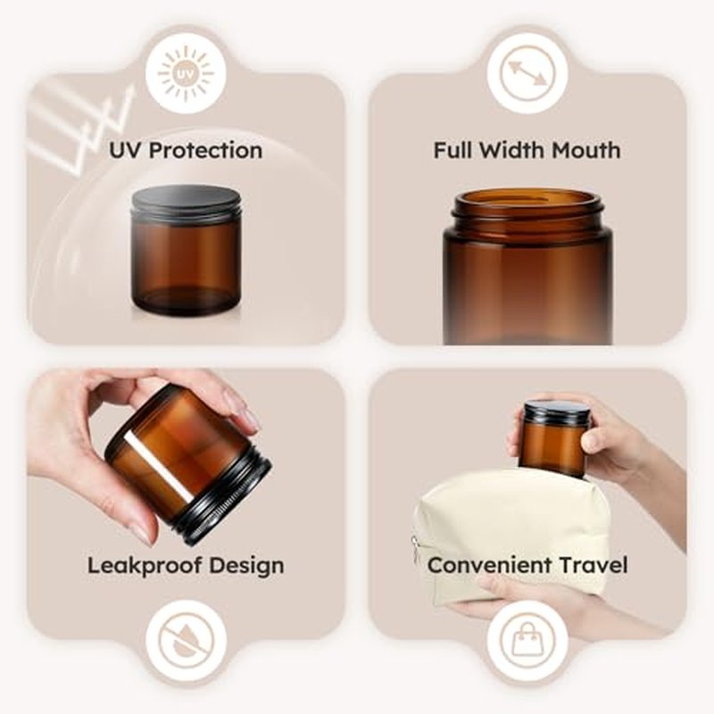 4 oz Amber Glass Jars with Lids, 24 Pack Airtight Containers