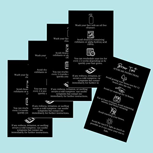 50 Pack Eyebrow Tinting Aftercare Cards 2x3.5 inch