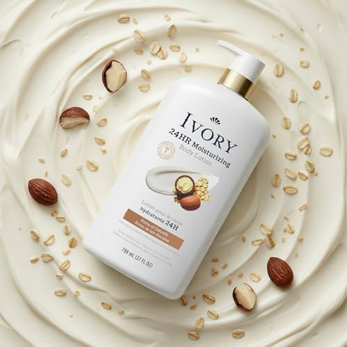 Ivory Hand & Body Lotion, 24hr Moisturizing, Repairs Extra Dry Skin, All Day Hydration, Lightweight Formula, Absorbs Instantly, Perfect for Daily Use, Shea Butter Blend, Oatmilk Scent, 27 fl oz