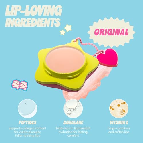 The Cr?me Shop Plush Pout Lip Butter Lip Balm Key Chain Charm | Korean Formula with Peptides and Squalane to Instantly Hydrate, Nourish, Moisturize, and Soften Dry Lips- Original