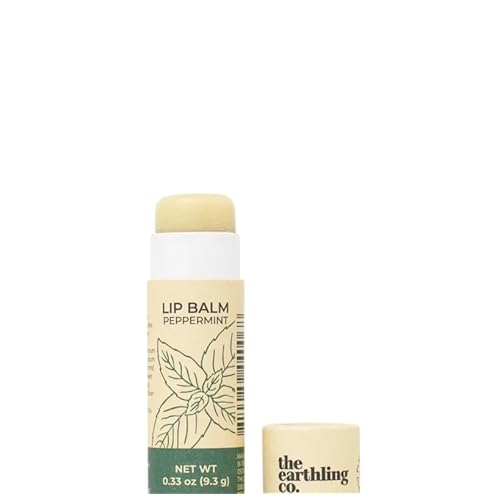 The Earthling Co. Lip Balm - Natural, Organic, Mint Lip Care - Non-tinted, Bee-free, Moisturizing Treatment Stick with Pomegranate Sterols, Coconut, and Butters (Peppermint, 0.33 oz)