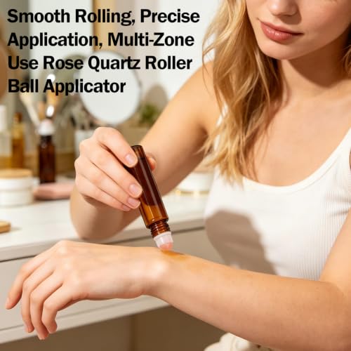Rose Quartz Roller Ball Bottles 10ml 4-Pack Essential Oil