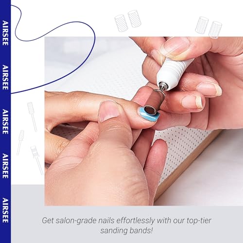 AIRSEE Nail Drill Sanding Bands Set - 180 Grit Medium Brown, 100 Pieces (Variation of THIS listing)