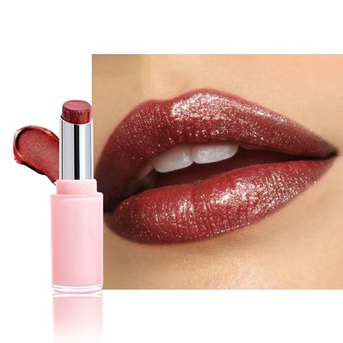 Shimmer Metallic Plumping Lipstick – Hydrating Red Brown Glow