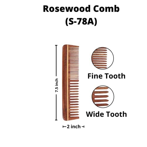 SVATV Handcrafted Rosewood Comb for Detangling Hair Comb For Thick, Curly And Wavy Hair, Non-Static and Eco-friendly Made in India (S-78A)