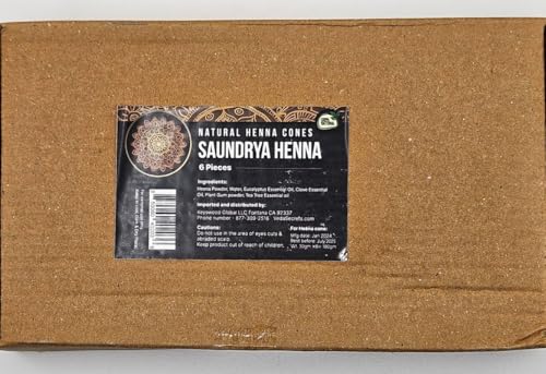 Saundrya PureGlow Organic Henna Cones - 6 Pack Ready-to-Use