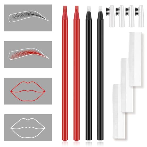 Microblading Eyebrow Mapping Pencil Set - Red & White Permanent Makeup Tools