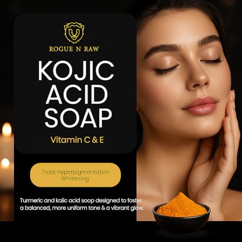 Turmeric Kojic Acid Soap Bars with Retinol, Collagen, Vitamin C & Glycerin - Natural Skin Brightening Soap for Dark Spots, Acne Scars & Even Tone - 2 Bars, 100G each