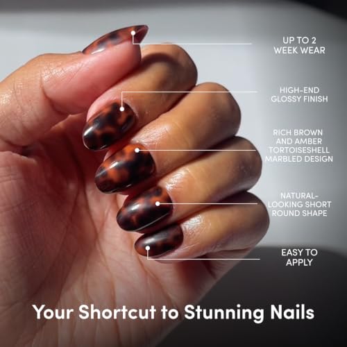 Glamnetic Tortoiseshell Press On Nails - Short Round 30 Set