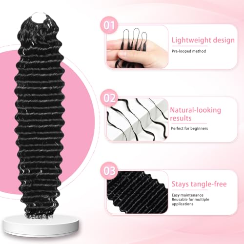 18 Inch Deep Wave Crochet Hair for Black Women - 60g Pre-Separated